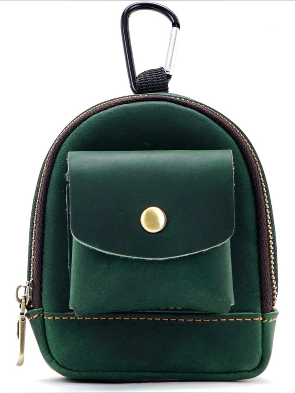 NWOT | Leather Mini Backpack Keychain/Purse Charm w Hook | Green